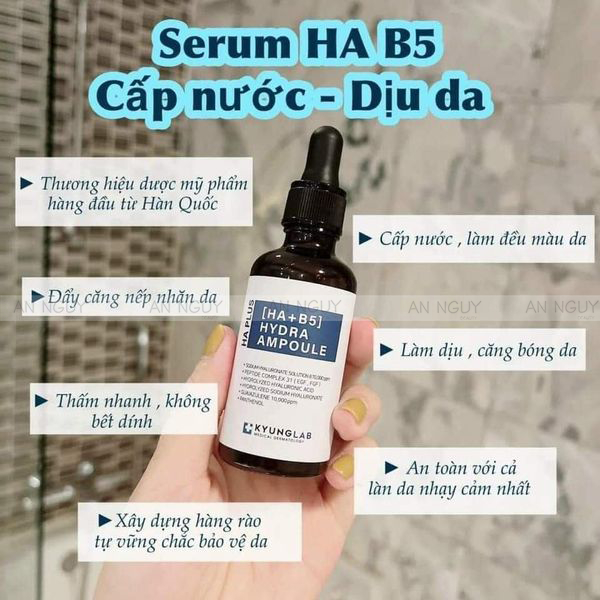 Serum HA B5, Serum HA+B5 Kyung Lab giúp căng bóng da, cải thiện tình trạng da khô, bóng tróc, làm đề