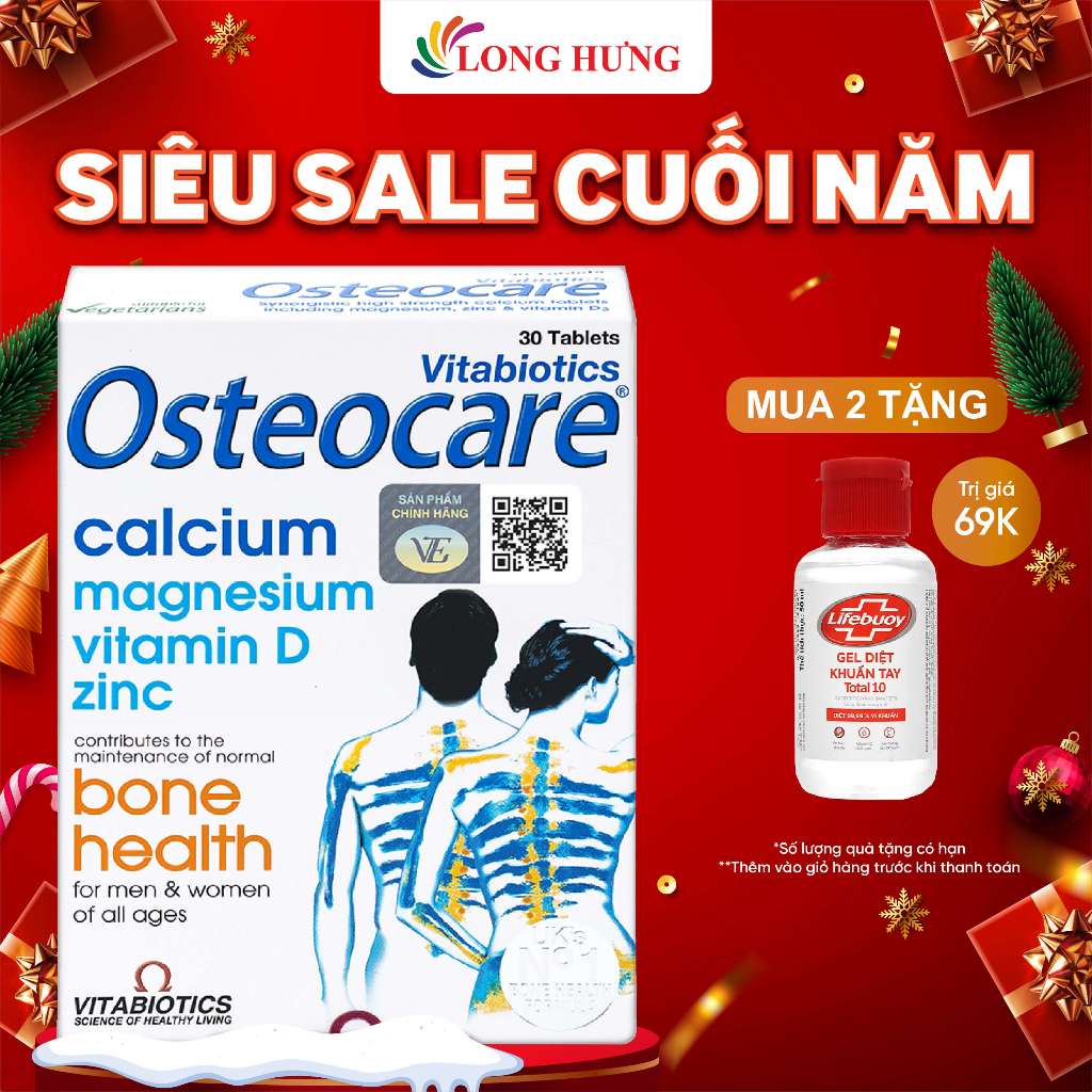 Viên uống Vitabiotics Osteocare bổ sung Canxi và khoáng chất (30 viên)
