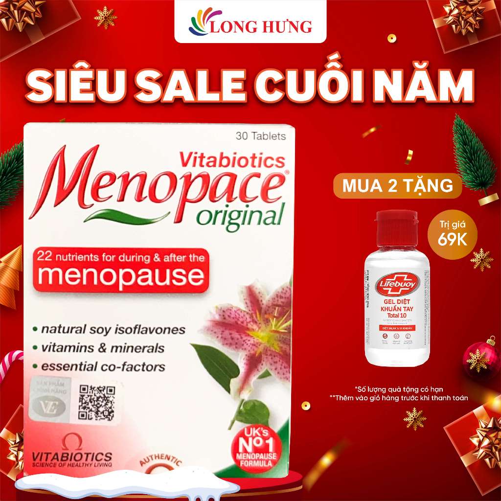 Viên uống Vitabiotics Menopace Original hỗ trợ cân bằng nội tiết nữ (30 viên)