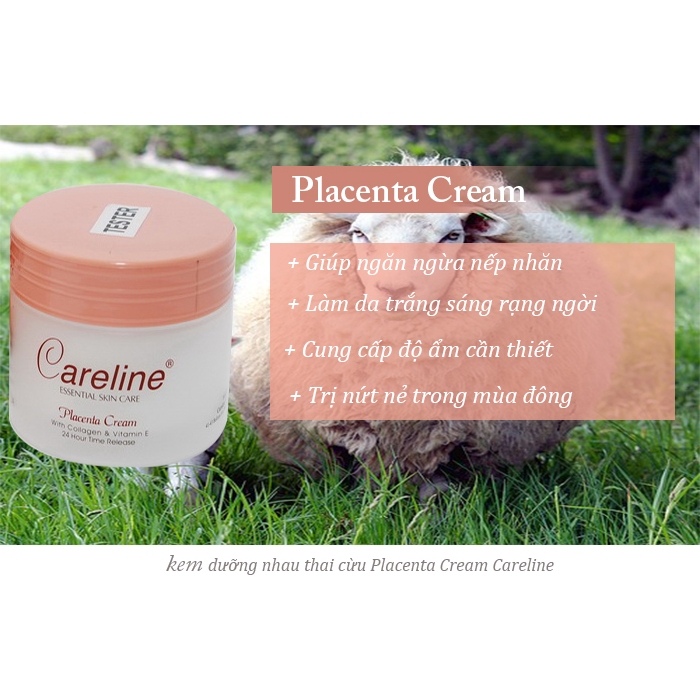 HÀNG CHÍNH HÃNG-Kem dưỡng da nhau thai cừu Úc CARELINE Placenta Cream 100ml giúp dưỡng ẩm và tăng căng bóng da