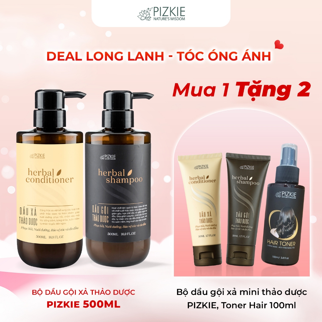 Dầu Gội Đầu Thảo Dược HERBAL SHAMPOO PIZKIE 500ml Dầu Gội Bồ Kết Vô Đặc Kích Thích Mọc Tóc Sạch Gàu Giúp Tóc Chắc Khoẻ