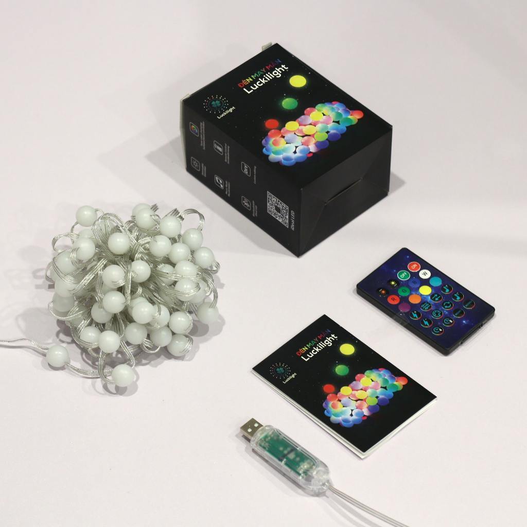 Đèn Led May Mắn Luckilight Trang Trí noel, Lễ tết, Dây Đèn Led 16 Triệu Màu Nháy Theo Nhạc, Kết Nối App, Kèm Remote