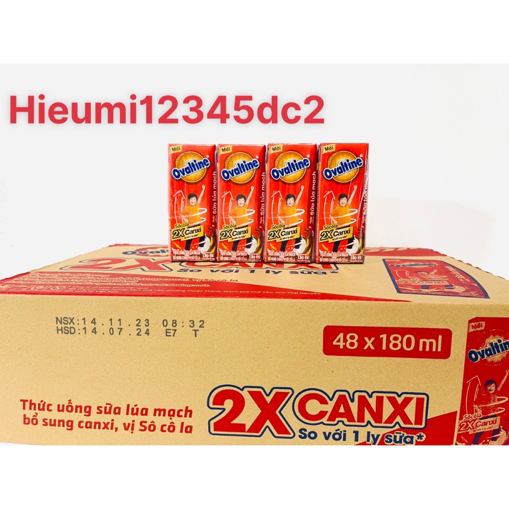 Thùng 12 lốc thức uống lúa mạch hương vị sô-cô-la Ovaltine 180mlx4