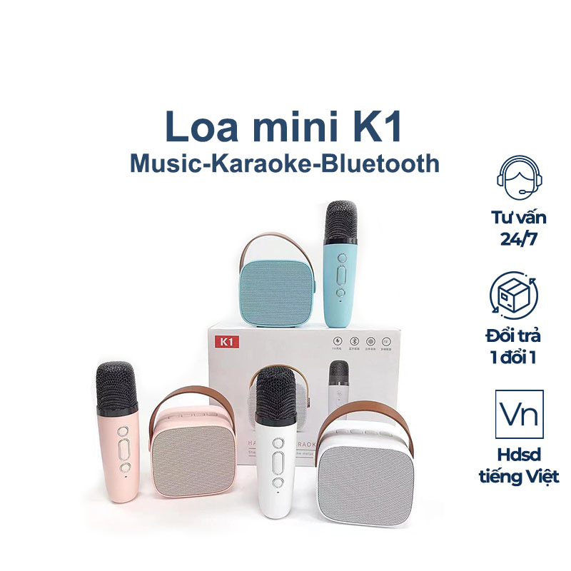 Loa Bluetooth Karaoke K1 Kèm Mic và Loa Karaoke Bluetooth Mini C20 Plus Kèm 1 Micro. NL