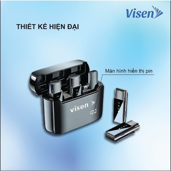 Micro thu âm visen không dây,Micro không dây cài áo kết nối quay video ,ghi âm livetream ,giảm tiếng ồn thông minh