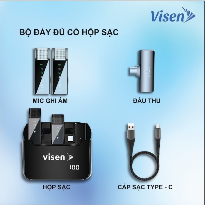 Micro thu âm visen không dây,Micro không dây cài áo kết nối quay video ,ghi âm livetream ,giảm tiếng ồn thông minh