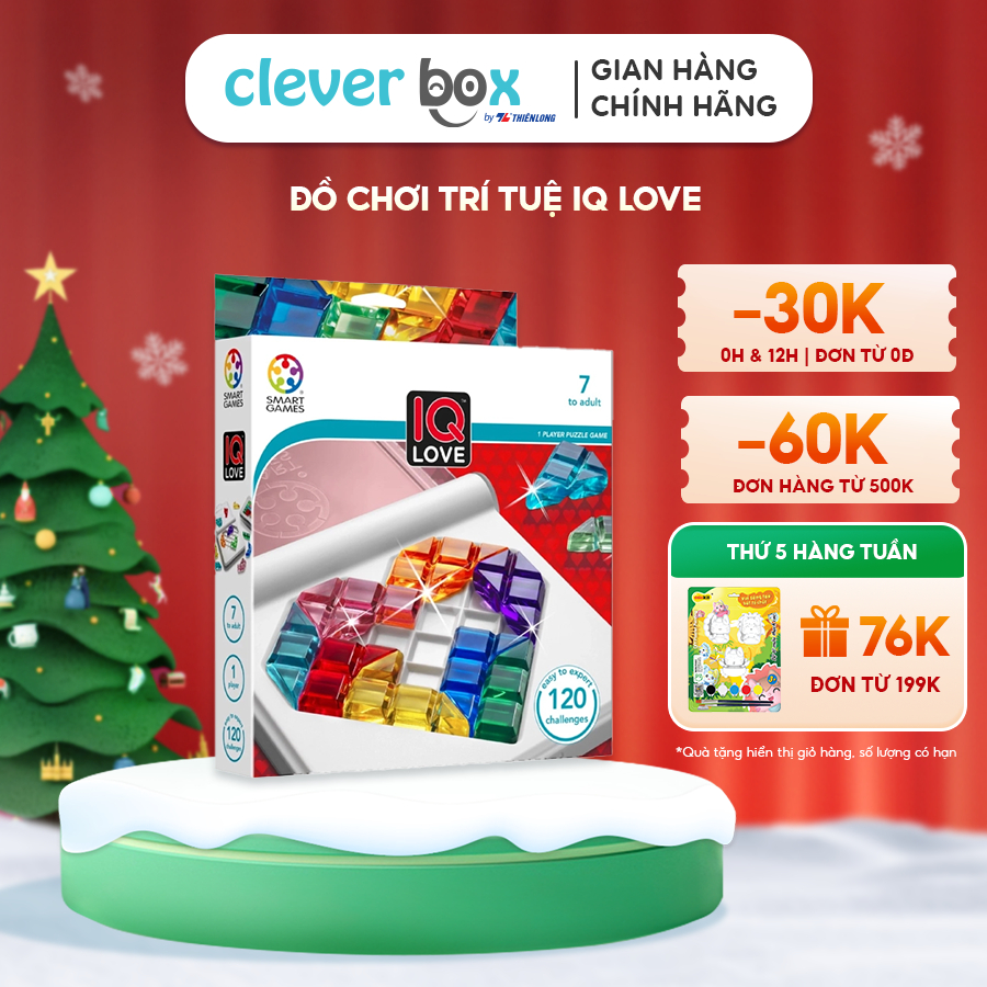 Đồ Chơi Trí Tuệ Smartgames Thử Thách IQ Love, Đồ Chơi Sáng Tạo STEAM Clever Box (120 thử thách)