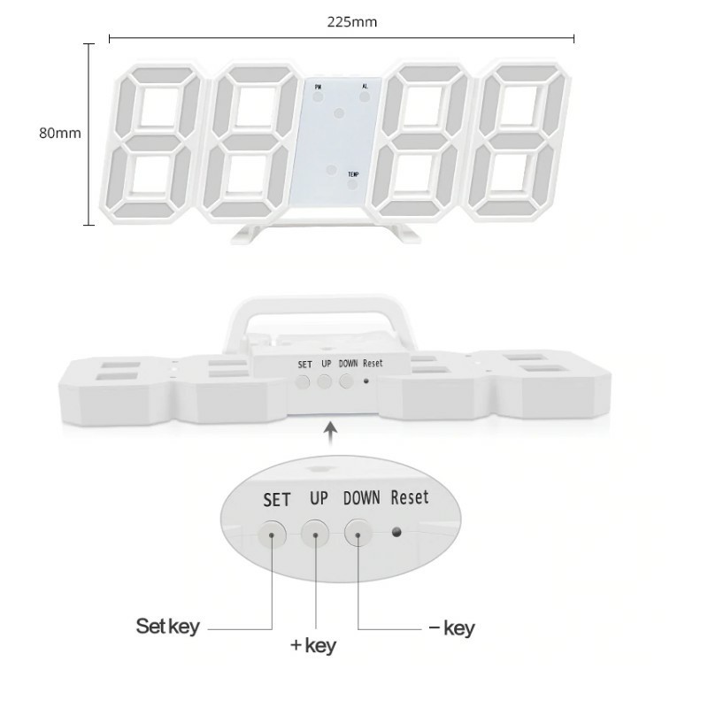 Đồng Hồ Để Bàn LED Decor Báo Thức Điện Tử Treo Tường Led 3D Số To nhìn giờ rõ ngày đêm cảm biến độ sáng tự động