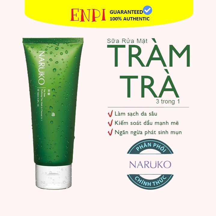 Sữa rửa mặt dạng bùn Naruko trà tràm Tea Tree Purifying Clay Mask and Cleanser in 1 120 gr (spa)