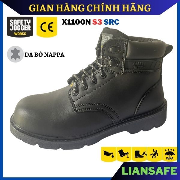Giày bảo hộ lao động nam Safety Jogger X1100N S3 da bò - Giày bảo hộ cao cổ mũi thép đi công trình chống đinh - dày bhld