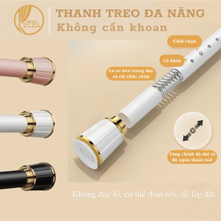 Thanh treo không cần khoan tường cao cấp,2 thép không gỉ, thanh treo La Mã, treo rèm, treo quần áo, treo rèm ngăn phòng