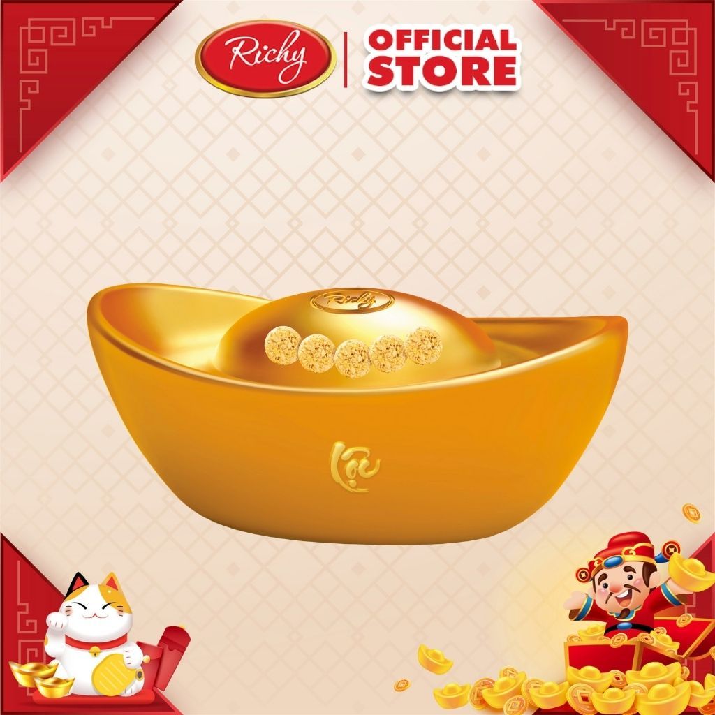 Bánh yến mạch Oatmeal Richy vị sữa phiên bản hũ vàng 200g tài lộc tết 2024