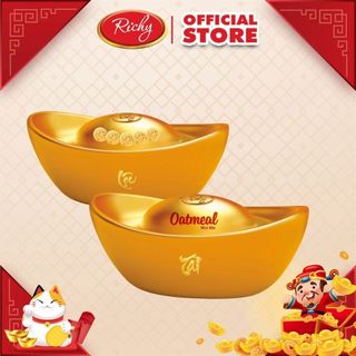 Bánh yến mạch Oatmeal Richy vị sữa phiên bản hũ vàng 200g tài lộc tết 2024