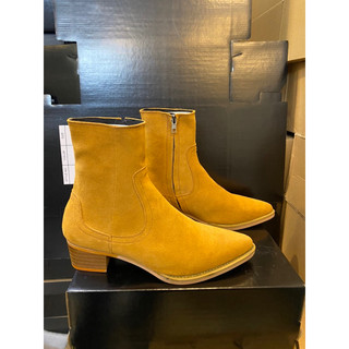 Lukas boots Tobaco da bò lộn đế gỗ 5cm mũi nhọn