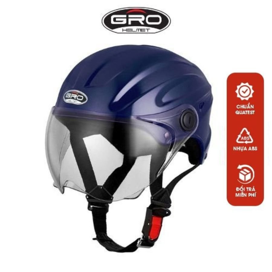 Mũ bảo hiểm nửa đầu có kính GRO HELMET st22 kiểu dáng thể thao cho nam nữ