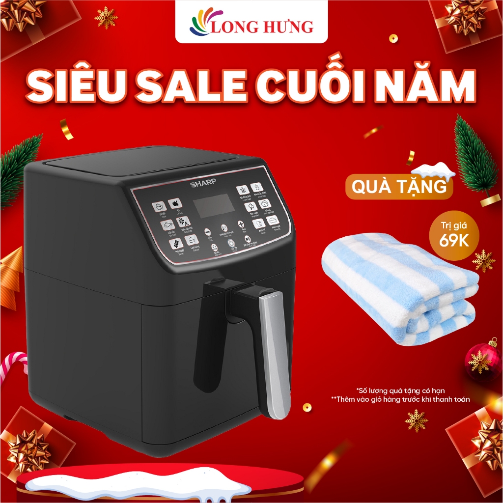 Nồi chiên không dầu điện tử Sharp 5.5 lít KF-AF55EV-BK - Hàng chính hãng