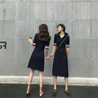 Đầm len xanh đen xuất