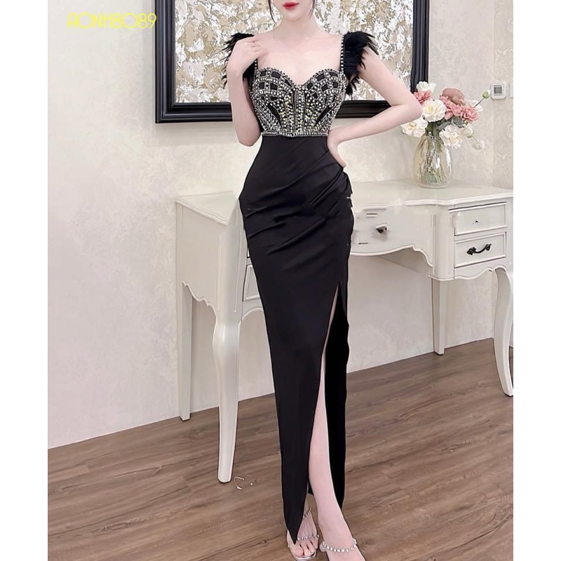Đầm body 2 dây dự tiệc TRIPBLE T DRESS kết cườm sang trọng mặc gọi cảm tôn dáng -size S/M/L