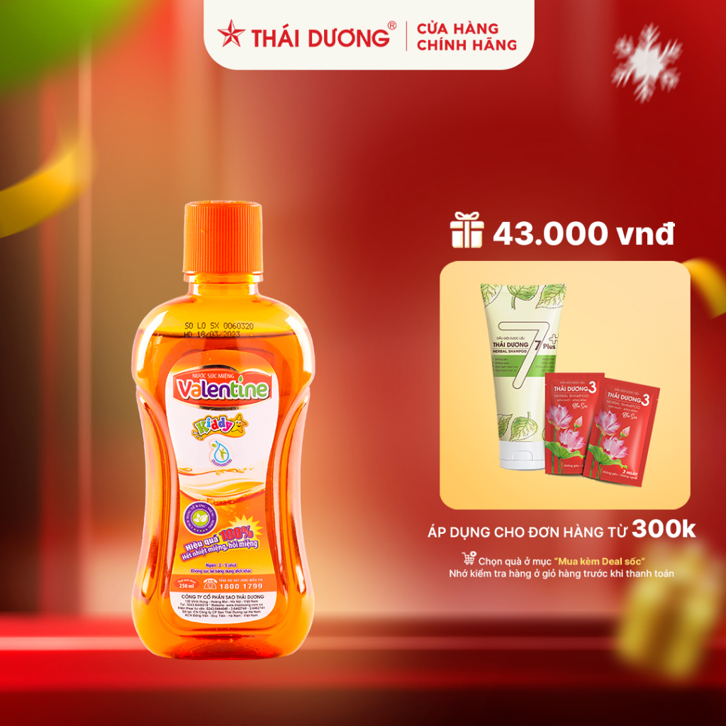 Nước súc miệng trẻ em Valentine kiddy Sao Thái Dương 250ml - Sao Thái Dương