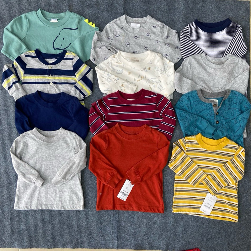 Áo thun bé trai tay dài xuất dư 3M - 24M Carters thun cotton - ATD - bebefamilyshop