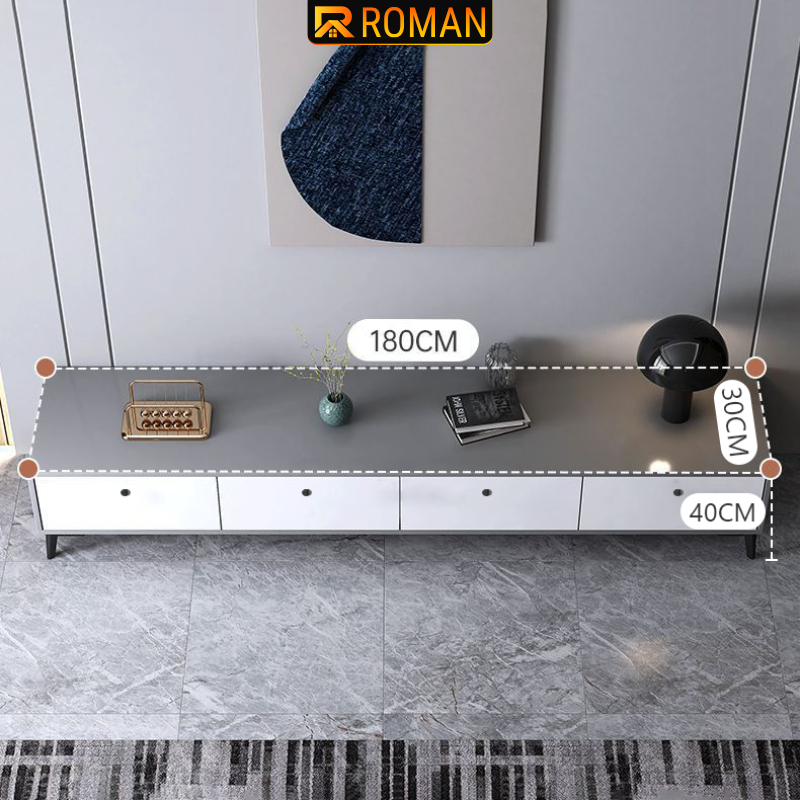 Kệ tivi để sàn sang trọng, hiện đại cao cấp 4 ngăn kéo thương hiệu Roman - RO288