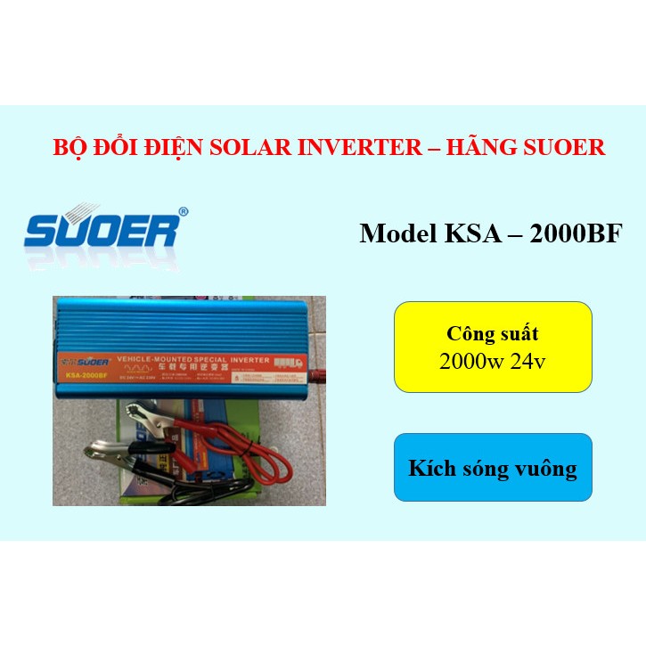 Bộ đổi điện 12v/24v lên 220v gần sin 2000w - SUOER KSA - 2000w