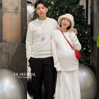 Áo len trơn cổ tròn 4cm mềm mịn pine knit sweater