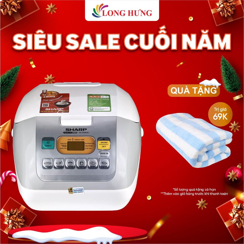 Nồi cơm điện tử Sharp 1.8 lít KS-COM18V - Hàng chính hãng