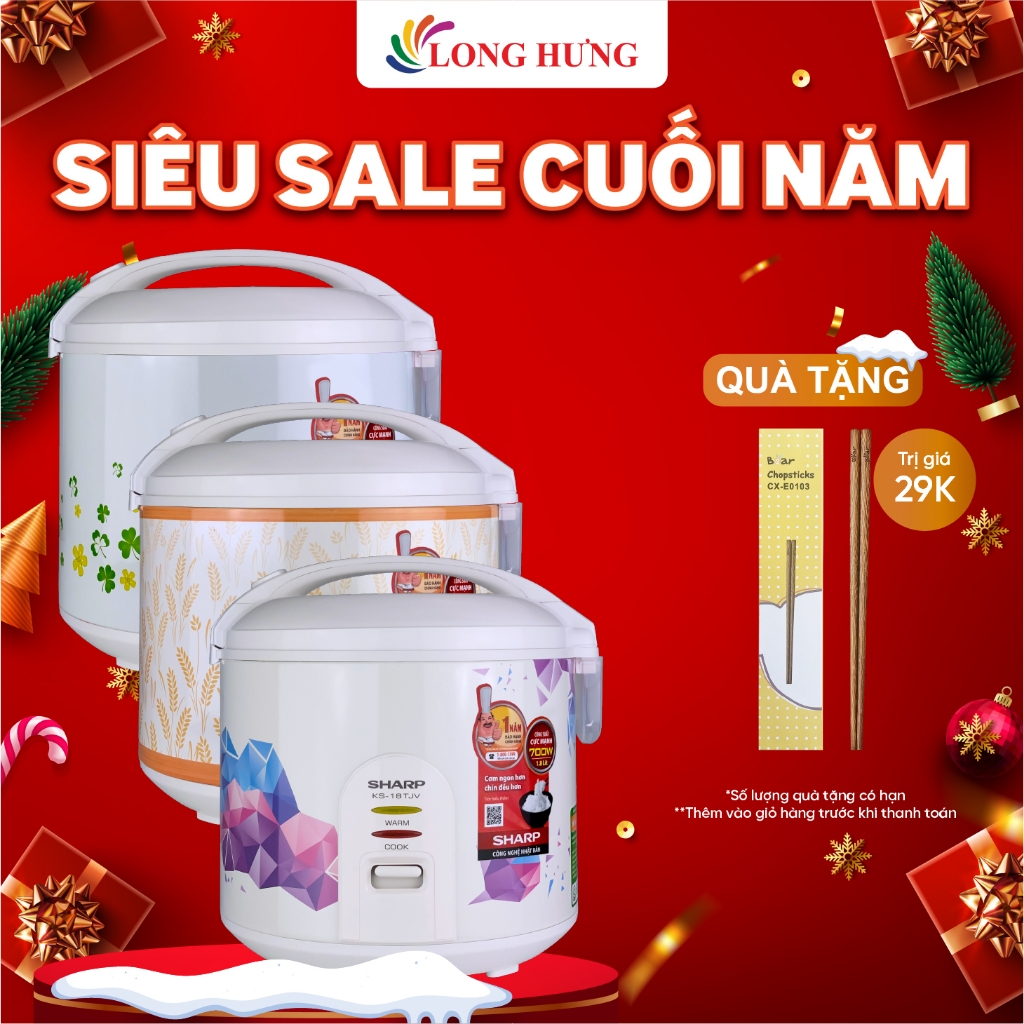 Nồi cơm điện nắp gài Sharp 1.8 lít KS-18TJV/"GR"/"LL" - Hàng chính hãng