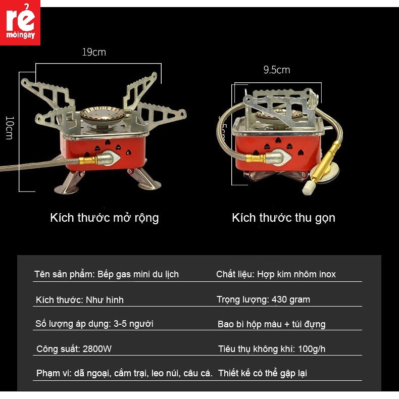 Bếp Gas Mini Du Lịch Xếp Gọn Tiện Dụng