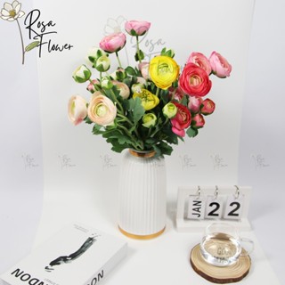 Hoa Trà Mao Lương thân phấn loại 1 cành 5 bông, hoa giả đẹp như hoa thật decor trang trí nhà cửa, phụ kiện chụp ảnh