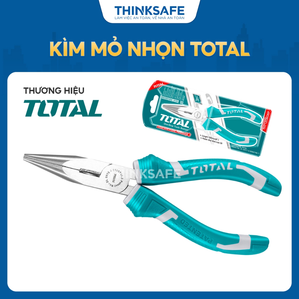 Kìm mỏ nhọn Total nhiều kích thước, Kìm mũi nhọn chất liệu thép carbon chống gỉ, Kìm cắt dây điện chính hãng - Thinksafe