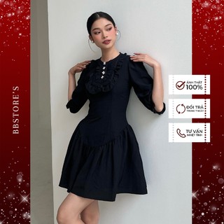  BBSTORE'S Đầm Xòe Tay Phồng Dự Tiệc Nhún Bèo Siêu Xinh -D1790