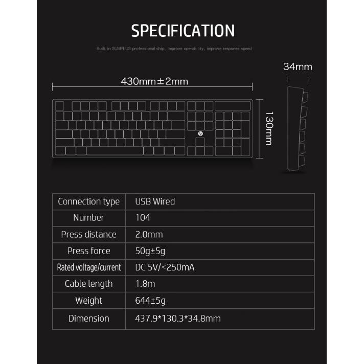 Bàn phím giả cơ gaming HP K300  tiện lợi dành cho máy tính game thủ văn phòng GG26 TECHHIGH