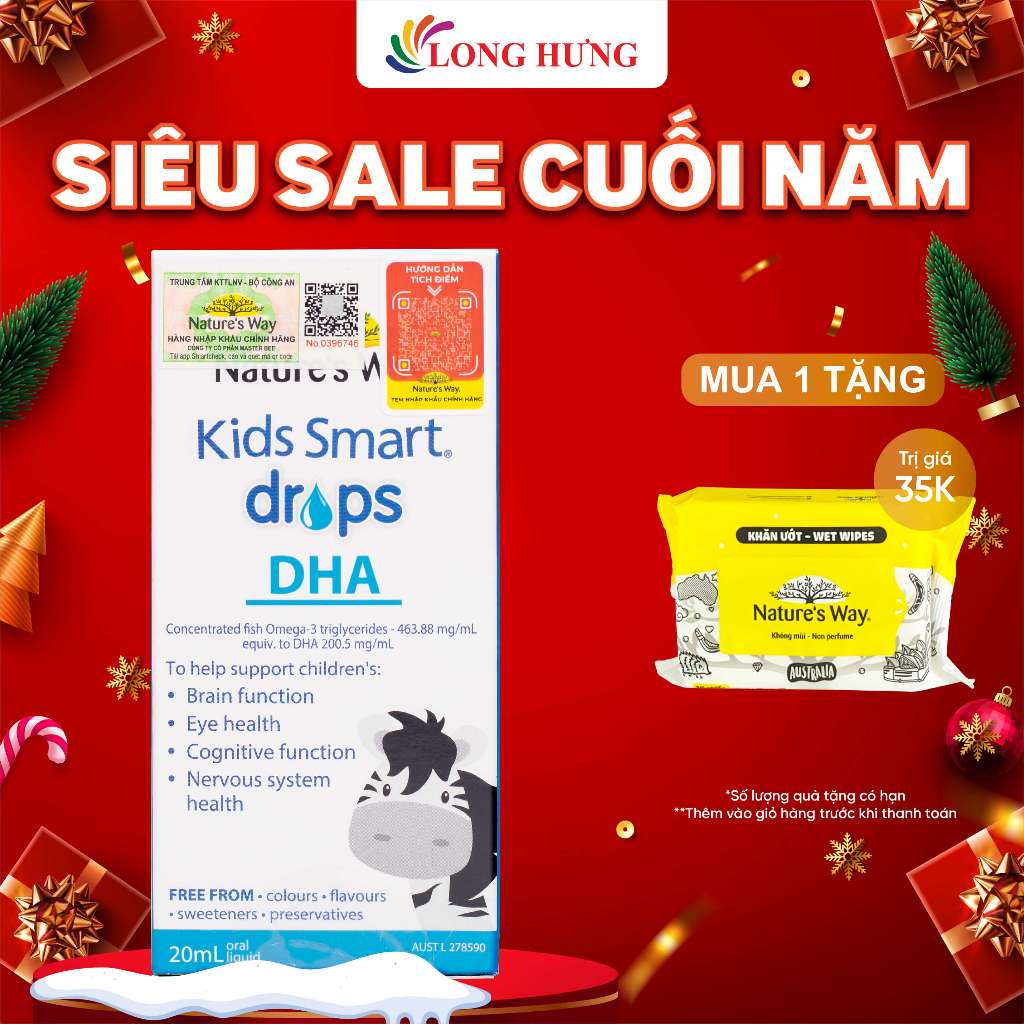 Vitamin dạng giọt Nature's Way Kids Smart Drops DHA bổ sung DHA cho bé (20ml)