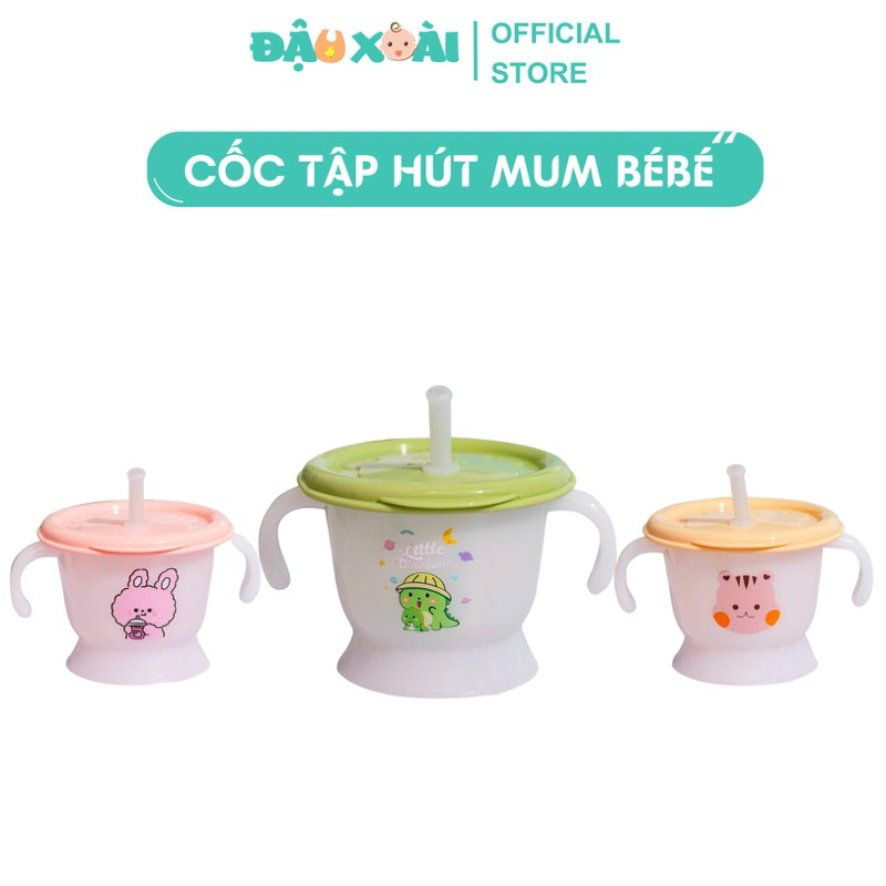 Cốc tập uống hình gấu đáng yêu Mum BéBé, cốc tập uống 3 giai đoạn cho bé ăn dặm