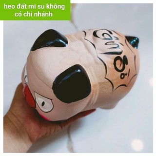 Heo đất có chữ cấm sờ màu nâu lạ ngang 12 dài 18 chứa được 200 tờ tiền