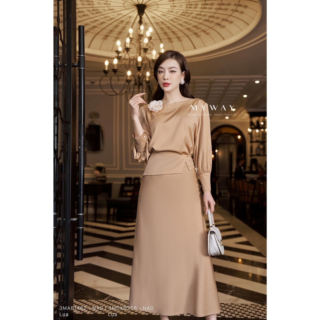 Set Áo Chân Váy Lụa Nữ MY WAY Mềm Mại Sang Trọng 3MAB1462 - 3MCXB258 - NA0