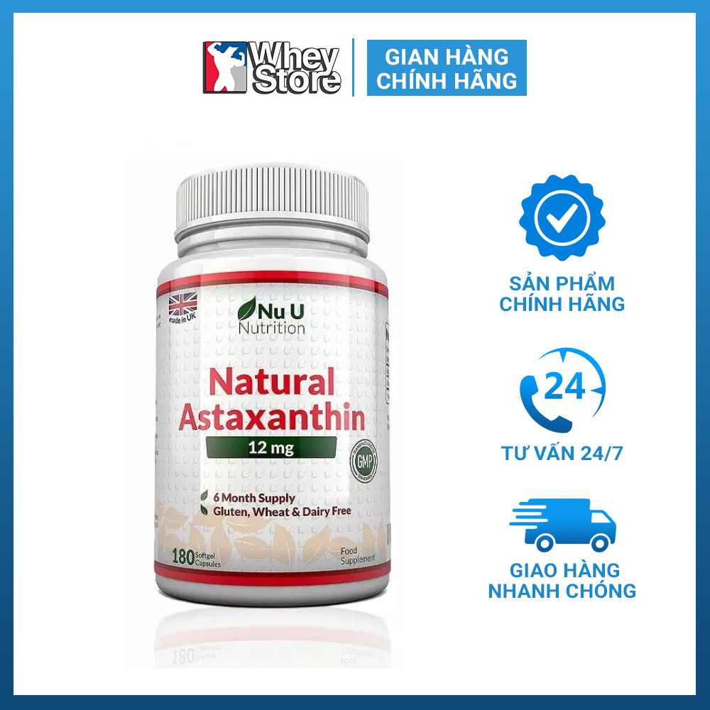 Viên Uống Bổ Sung Sức Khỏe Nuu Astaxanthin 180 Viên Chính Hãng