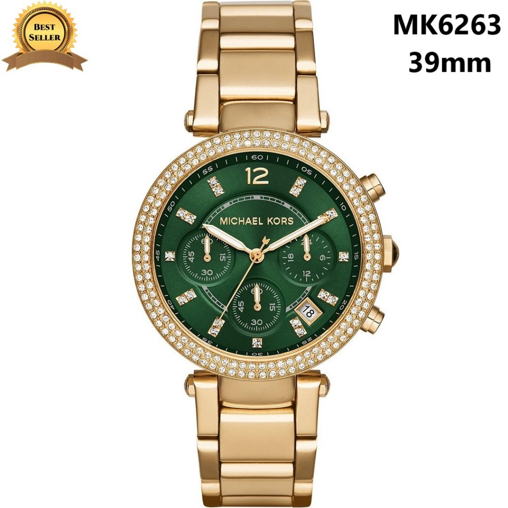 Đồng Hồ Nữ Michael Kors MK6263 39mm Dây Kim Loại Vàng Mặt Xanh Lá