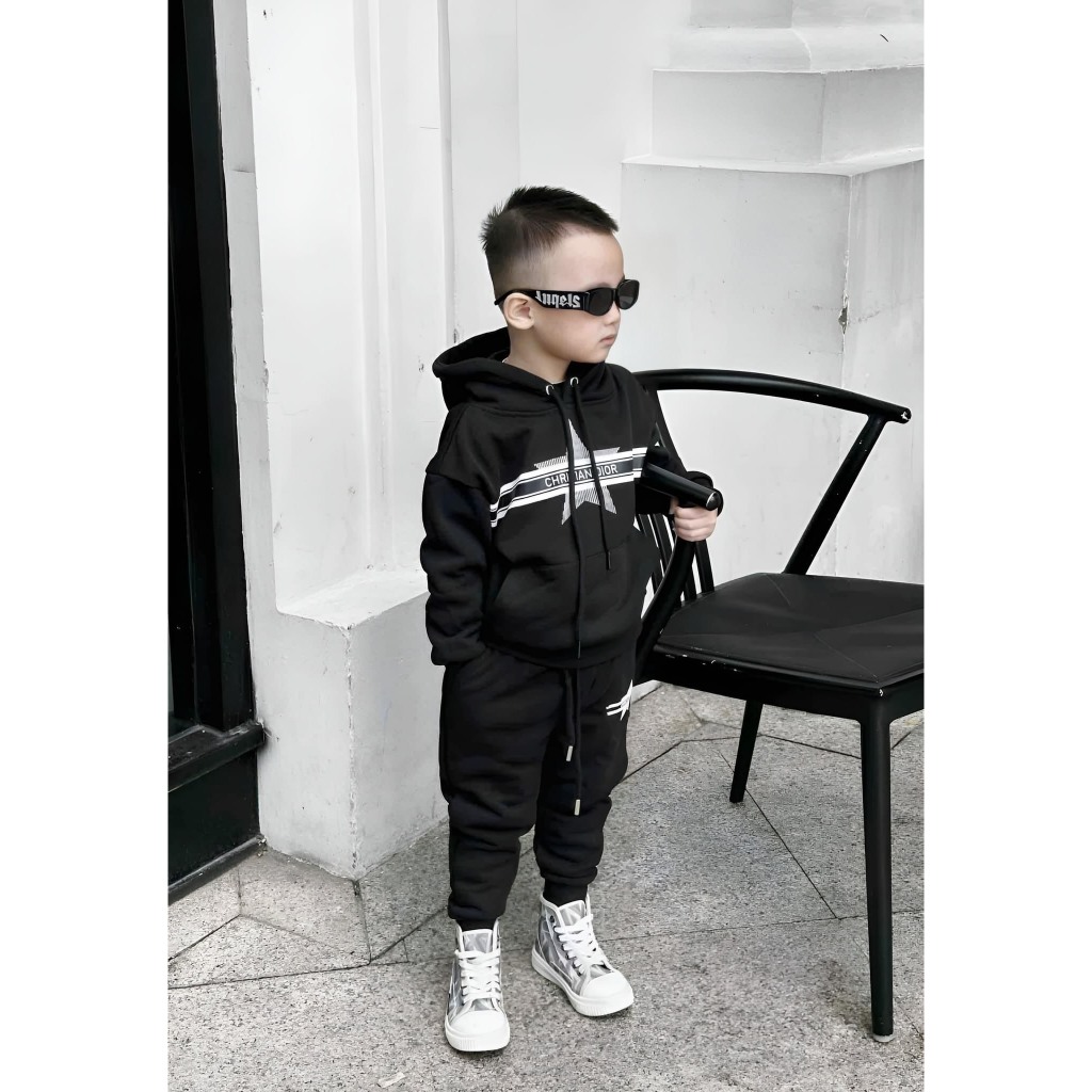 Set áo nỉ hoodie đi or ngôi sao grey cho bé trai , gái ., bộ qáo nỉ có mũ trẻ em , Kid_genz