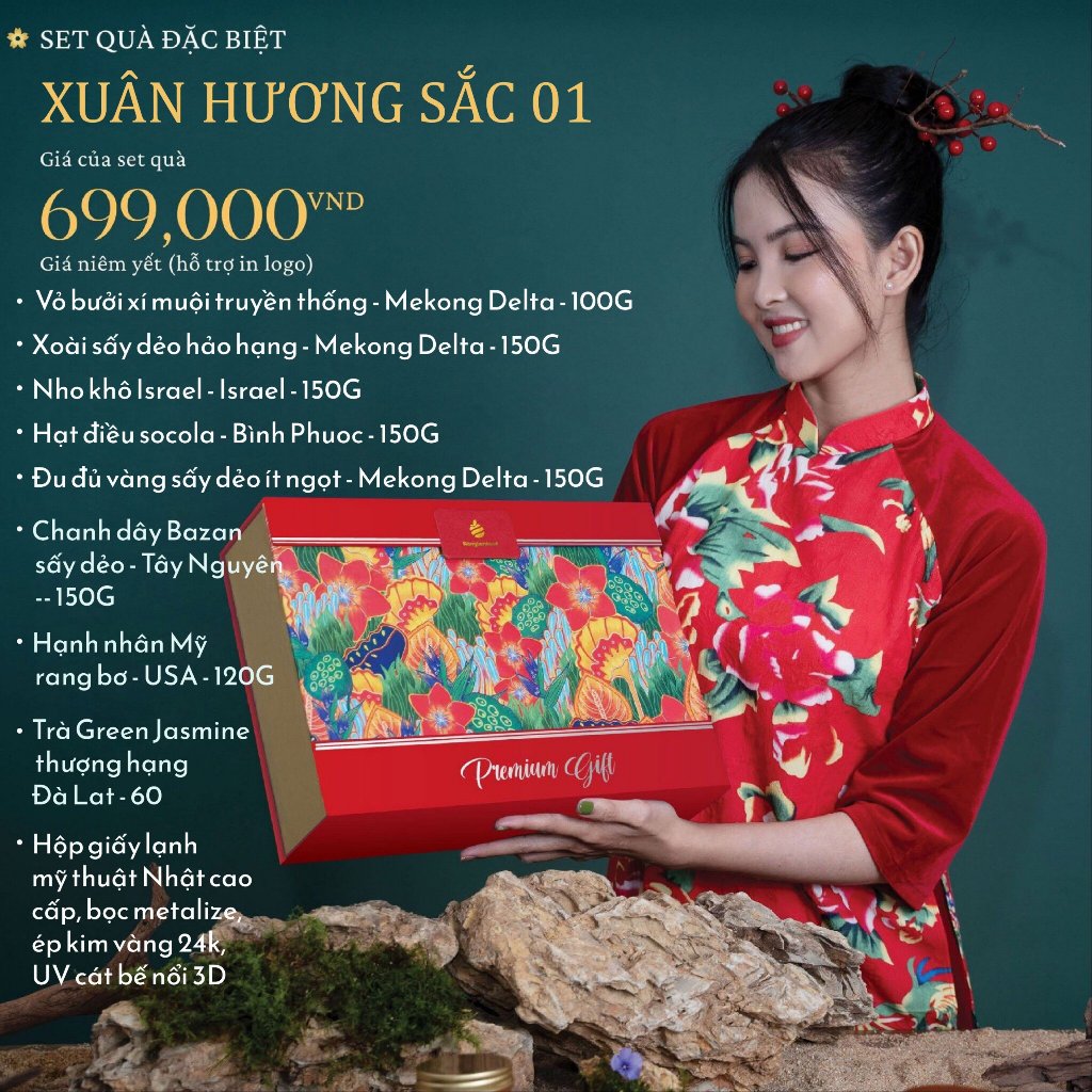 Set quà Xuân Hương Sắc 1 Nonglamfood | Quà tết cao cấp Xuân Giáp Thìn cho người thân, doanh nghiệp