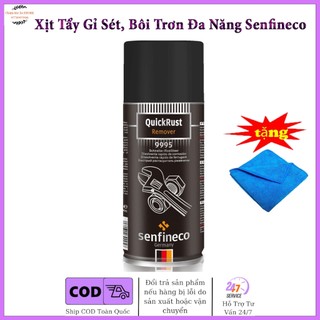 Chai xịt tẩy gỉ sét, bôi trơn đa năng senfineco quick rust remover 9995 - 450ml tặng khăn