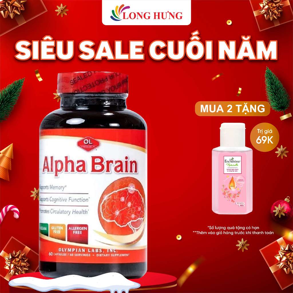 Viên uống Olympian Labs Alpha Brain hỗ trợ tăng cường tuần hoàn não (60 viên)