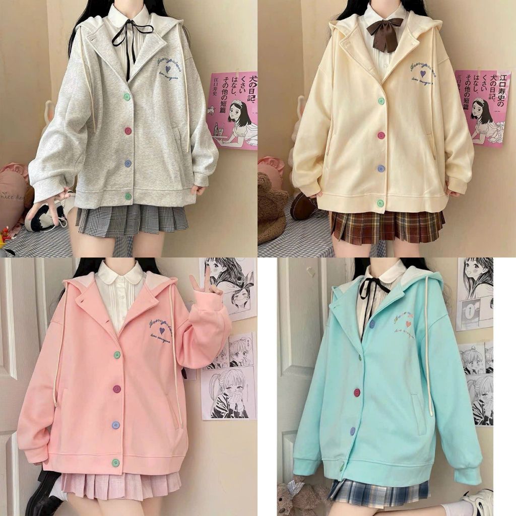 Áo Khoác Nút Gài Form Rộng nam nữ mặc đẹp UNISEX - F.S.Shop68