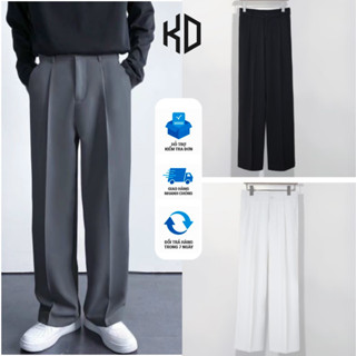 Quần Âu Nam Nữ Ống Suông cạp cao phối lưng thun. Quần Âu Nam Nữ Kiểu Ống Rộng dáng Suông Độc đáo - Avocado