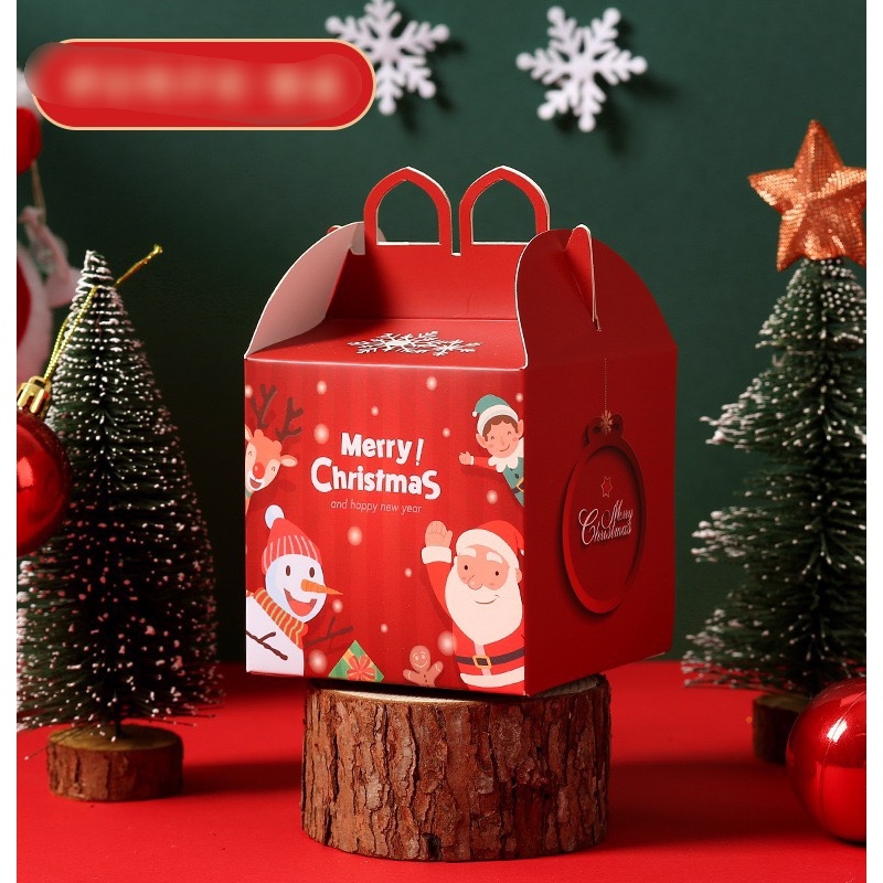 Set 5 hộp quà họa tiết noel xinh xắn có quai xách ảnh thật Hy Hy Store