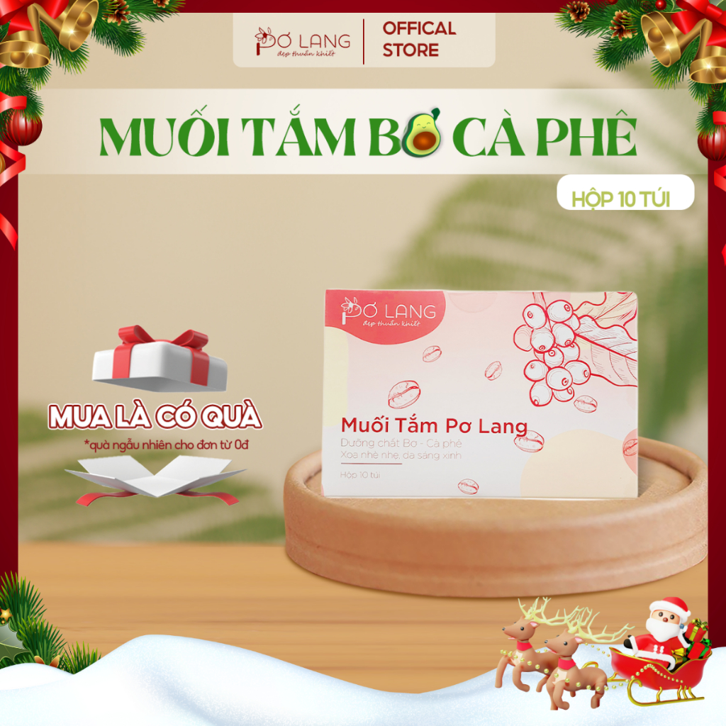 Muối tắm Pơ Lang giảm mụn lưng, da mềm mịn - Hộp 10 túi tiện lợi