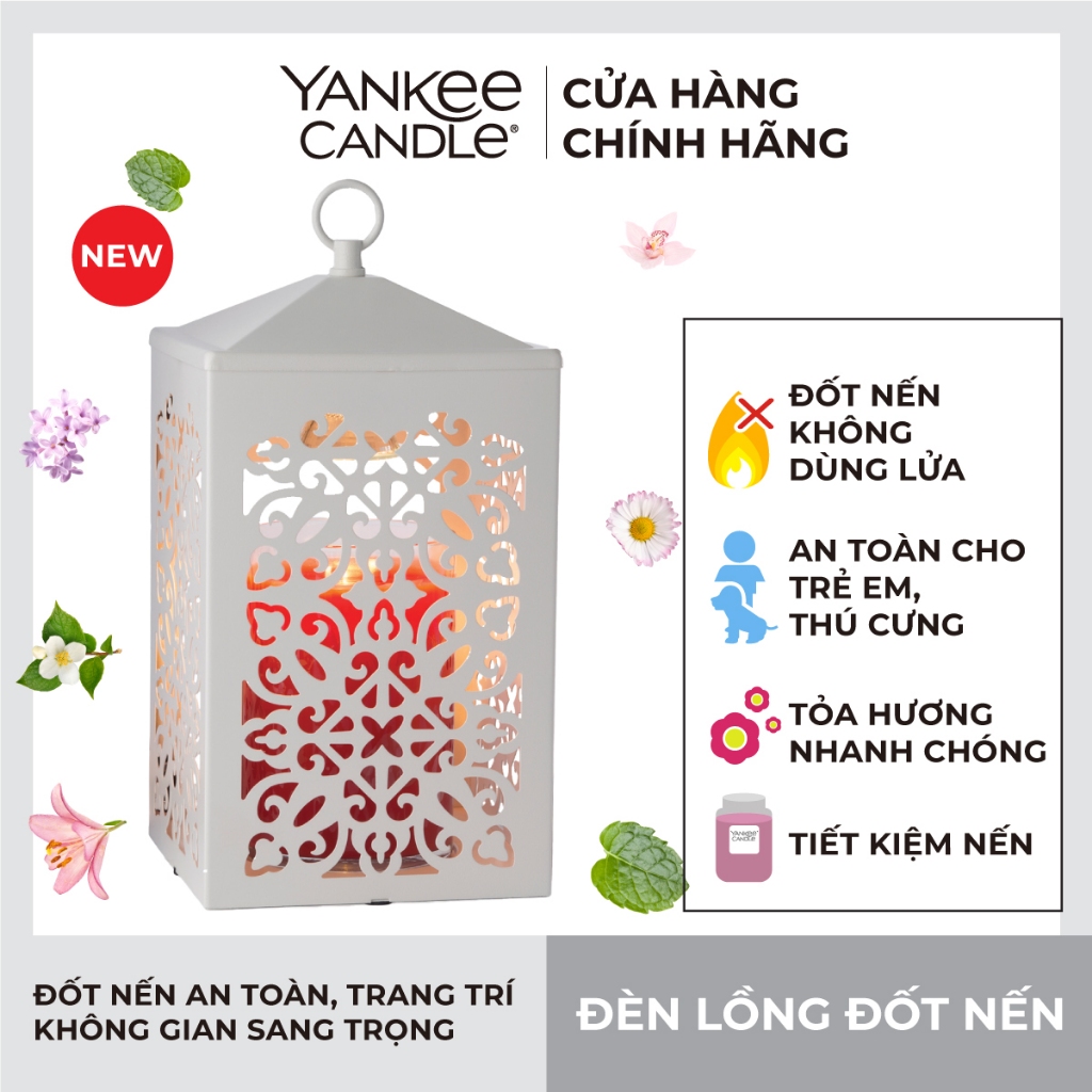 Đèn lồng đốt nến Scroll Lantern White từ Yankee Candle