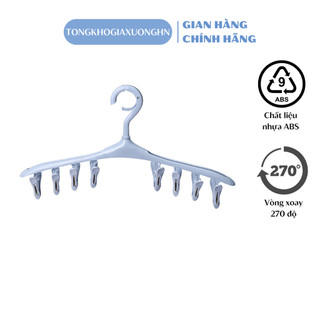 Móc phơi quần áo kèm 8 móc kẹp tất đồ sơ sinh cho bé đa năng tongkhogiaxuonghn (8CH)